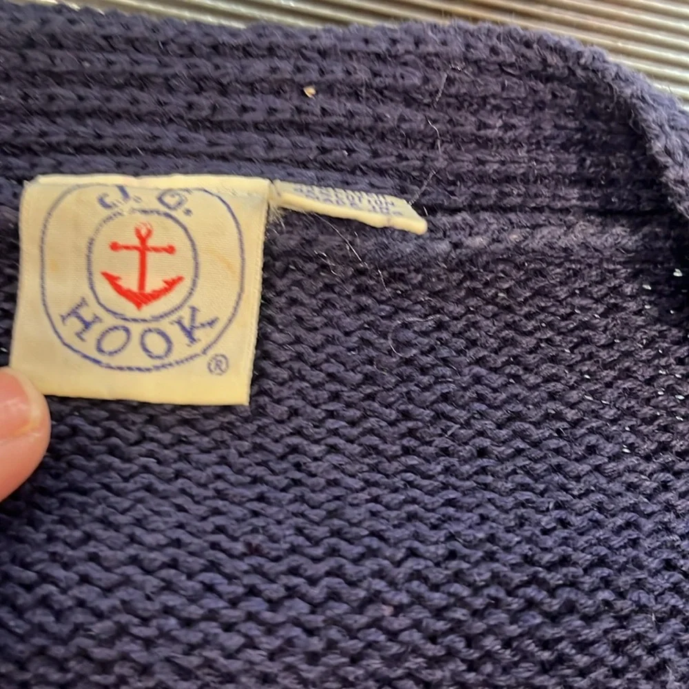 Navy Blue Women's Sweater with Floral Pattern vintage JG Hook - Picture 3 of 5